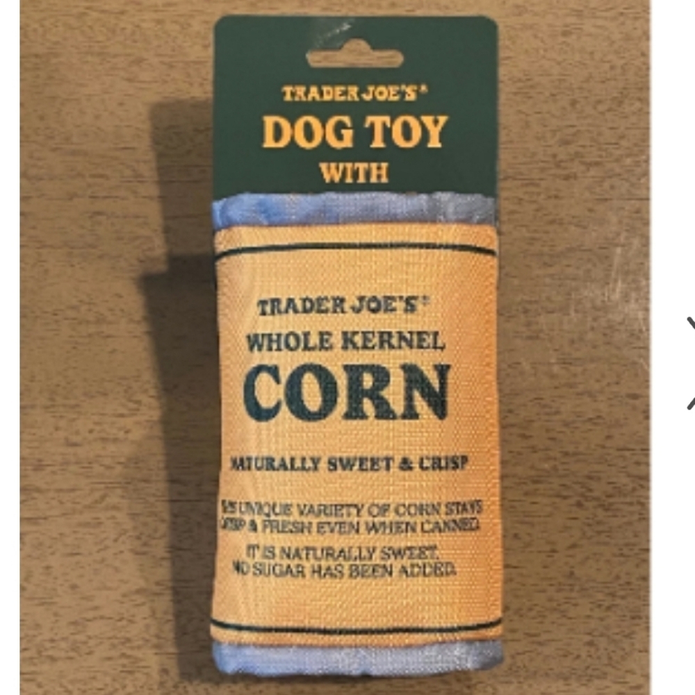 Trader Joe's Pet Squeaker Dog Toy Can Of Corn